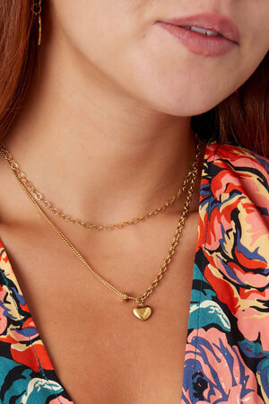 Necklace different links with heart - gold h5 Picture3